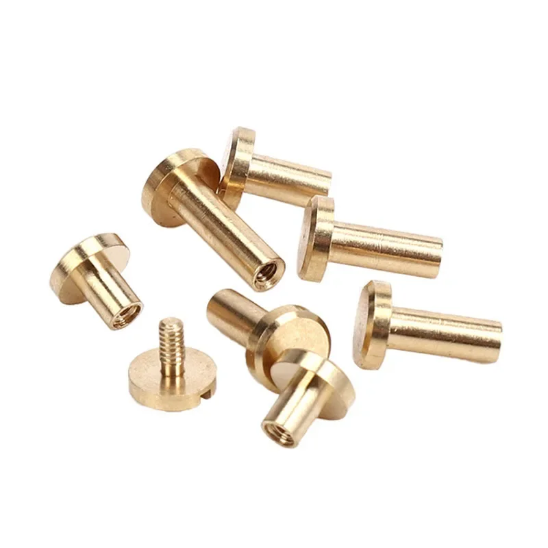 10pcs Solid Brass Binding Chicago Screws Nail Stud Rivets For Photo Album Leather Craft Studs Belt Wallet Fasteners 6mm cap