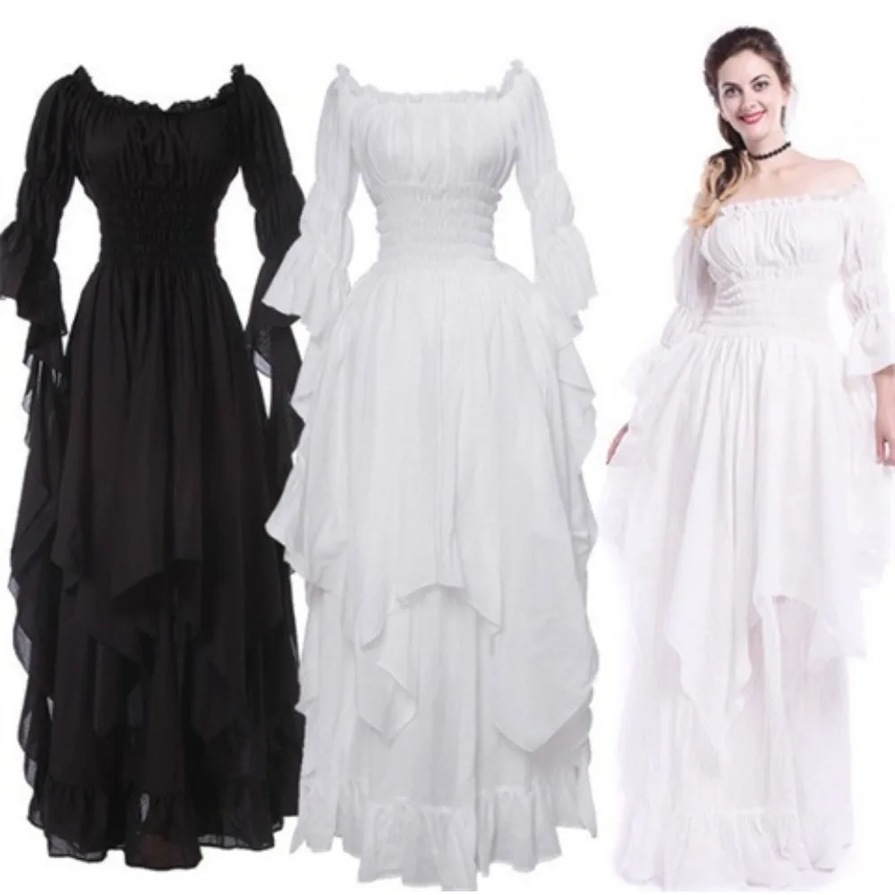 

Gorgeous Lace Flared Sleeves One-length Retro Gothic Gown Cosplay Dance Princess Dress
