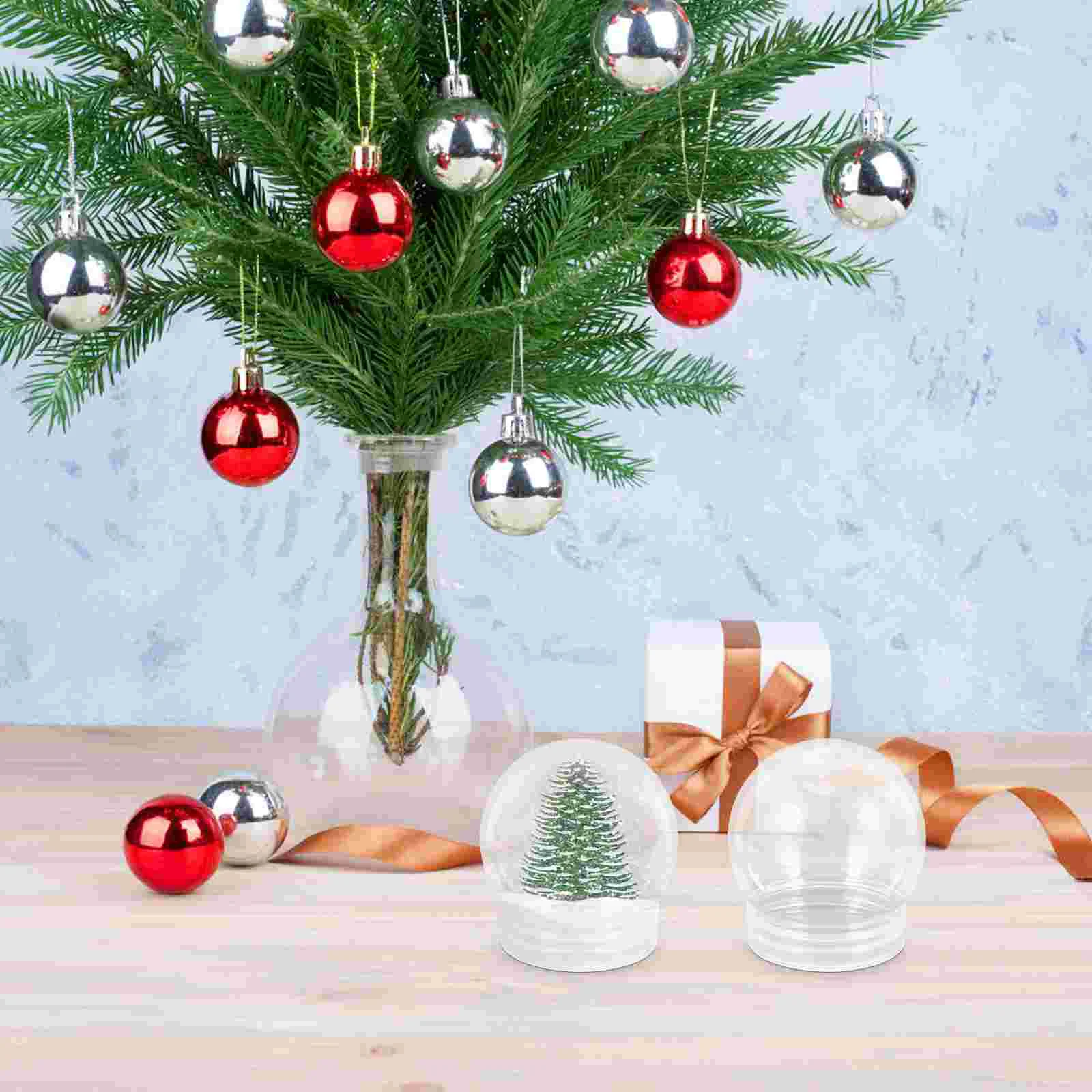 10 Pcs Christmas Snow Globe DIY Clear Plastic Water Globes Prop Snowballs Small Empty Photo Ornaments