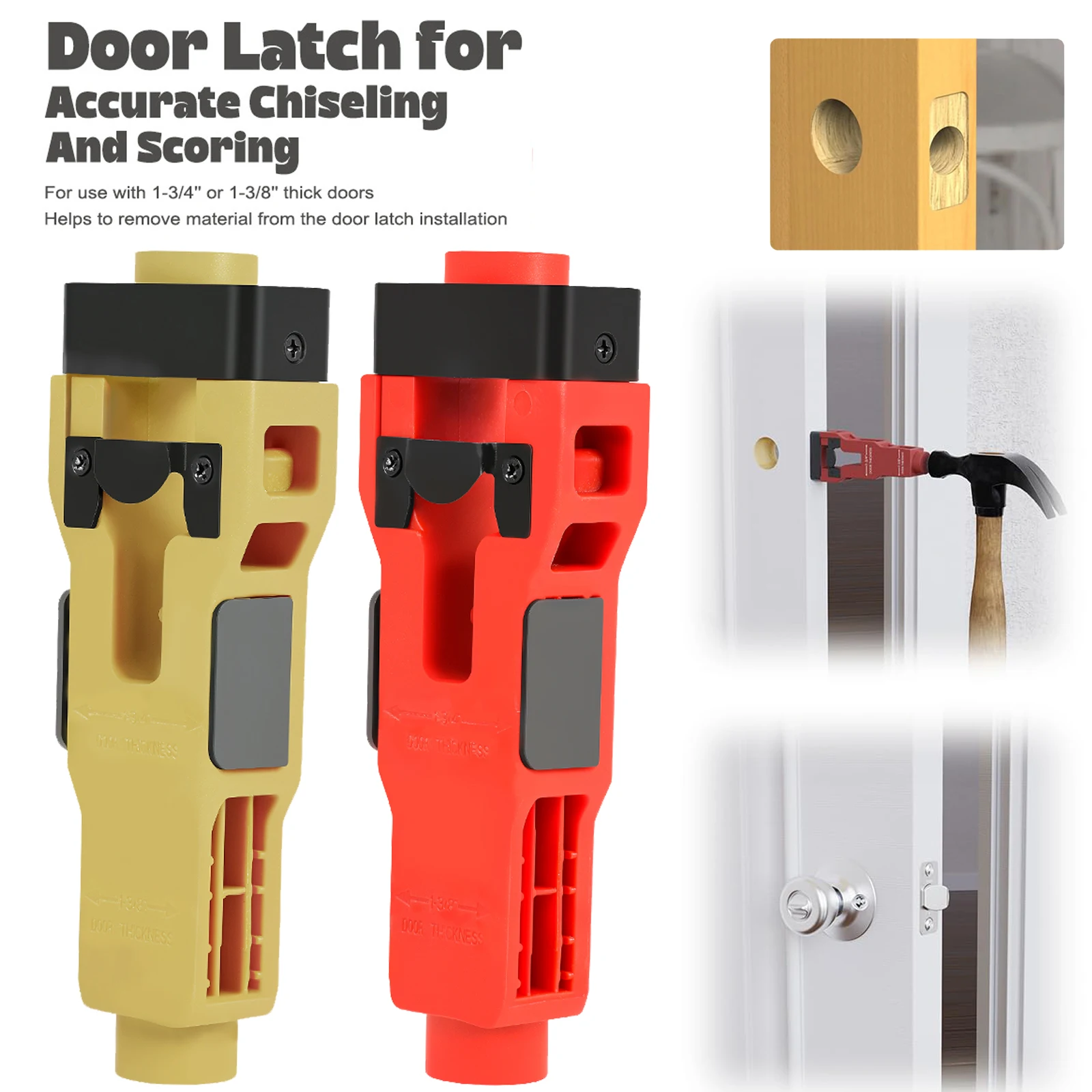 

Door Latch Mortise Tool Precision Scoring and Chiseling Door Latch Installation Kit For 1-3/8’ or 1-3/4’ Thick Wooden Door