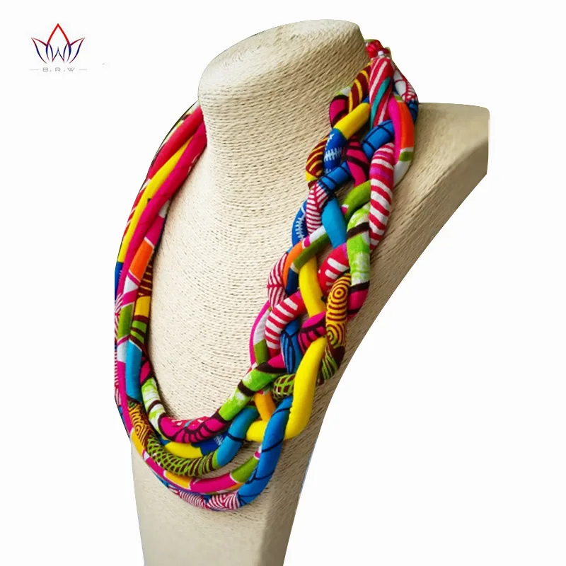 2023 New Style Choker Necklace For Women Rope Chain Statement Necklaces African Print Wax Multistrand Cotton Necklace BRW WYA074