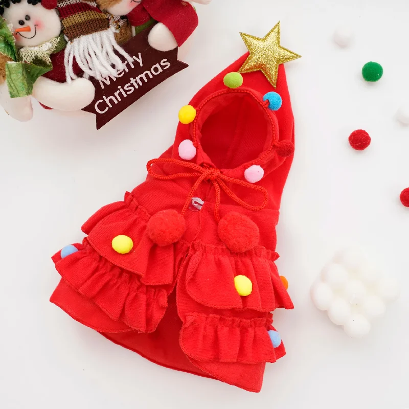 Merry Christmas Pet Clothes Dog Cloak Pet Cape And Shawl Puppy Cosplay Santa Tree Costume Happy Festival Coat Supplies Wholesale