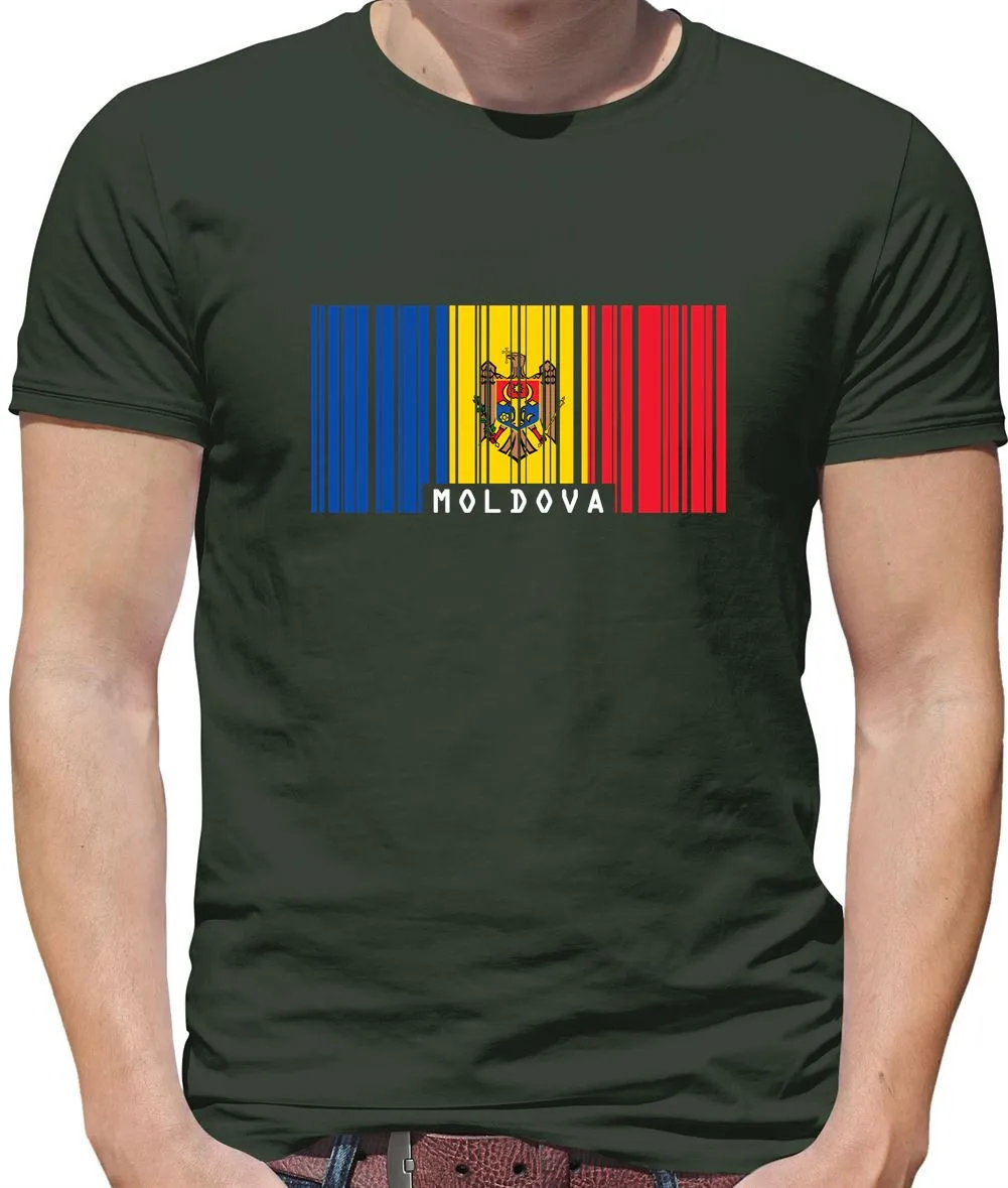 Moldova Barcode Flag - Mens T-Shirt - Moldovan Chisinau Country Travel Flags
