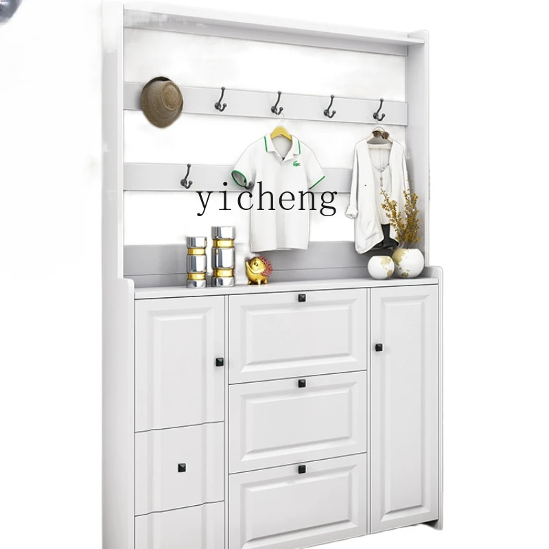 

ZC Ultra-Thin Shoe Cabinet Simple Modern Tilting Hall Cabinet Household Locker Entrance Cabinet Hanger Integrated