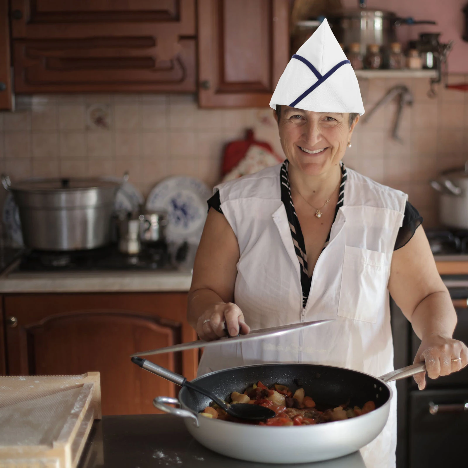 

1pcs Chef Canteen Kitchen Caps Men Women Breathable Cooking Clothing Hat Waiter Hotel Restaurant Staff Cap Unisex