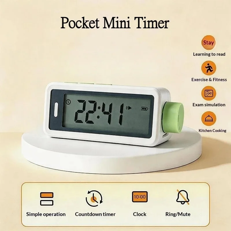 Mini Magnetic LCD Kitchen Timer Digital Countdown Timer for Cooking Study Shower Visual Timer with Loud Alarm Reminder Function
