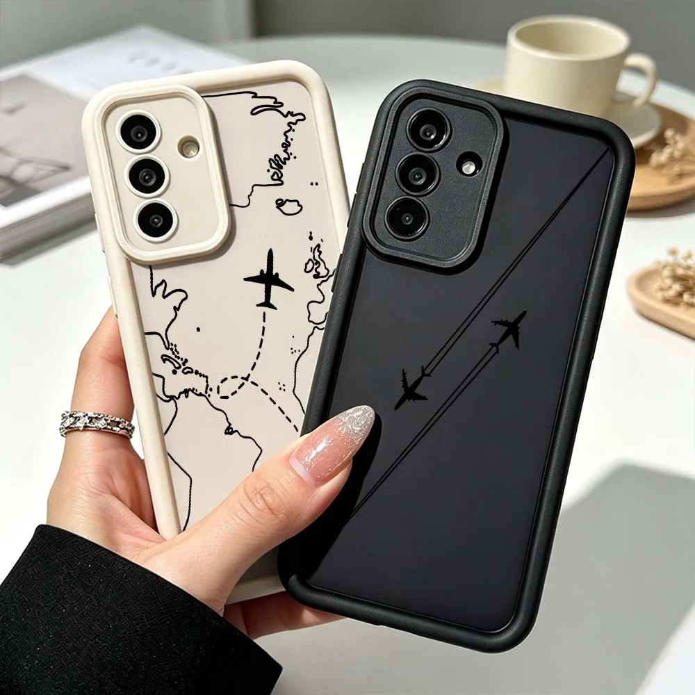 Minimalist Black Airplane For Samsung Galaxy A73 A57 A56 A55 A54 A53 A52s A37 A36 A35 A33 A17 A16 A07 A06 A05 Phone Case