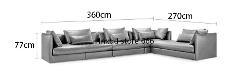 Italian minimalist black Moutai leather sofa