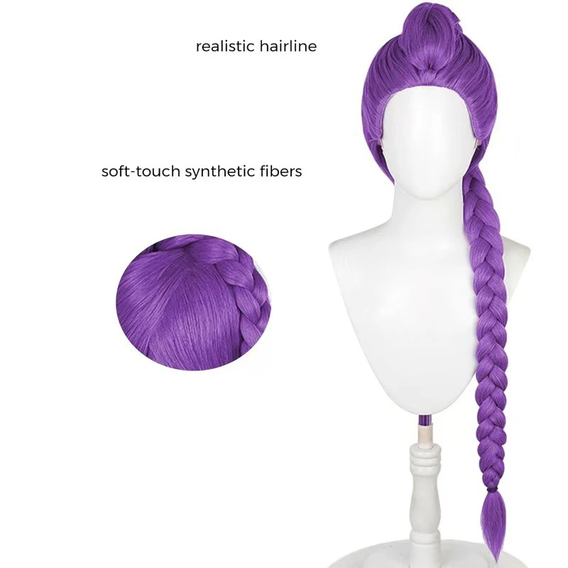 Synthetic Purple Braided Anime Cosplay Wig with Claw Clip Ponytail for Women Girls Rumi-Inspired Costume Party Halloween Styling