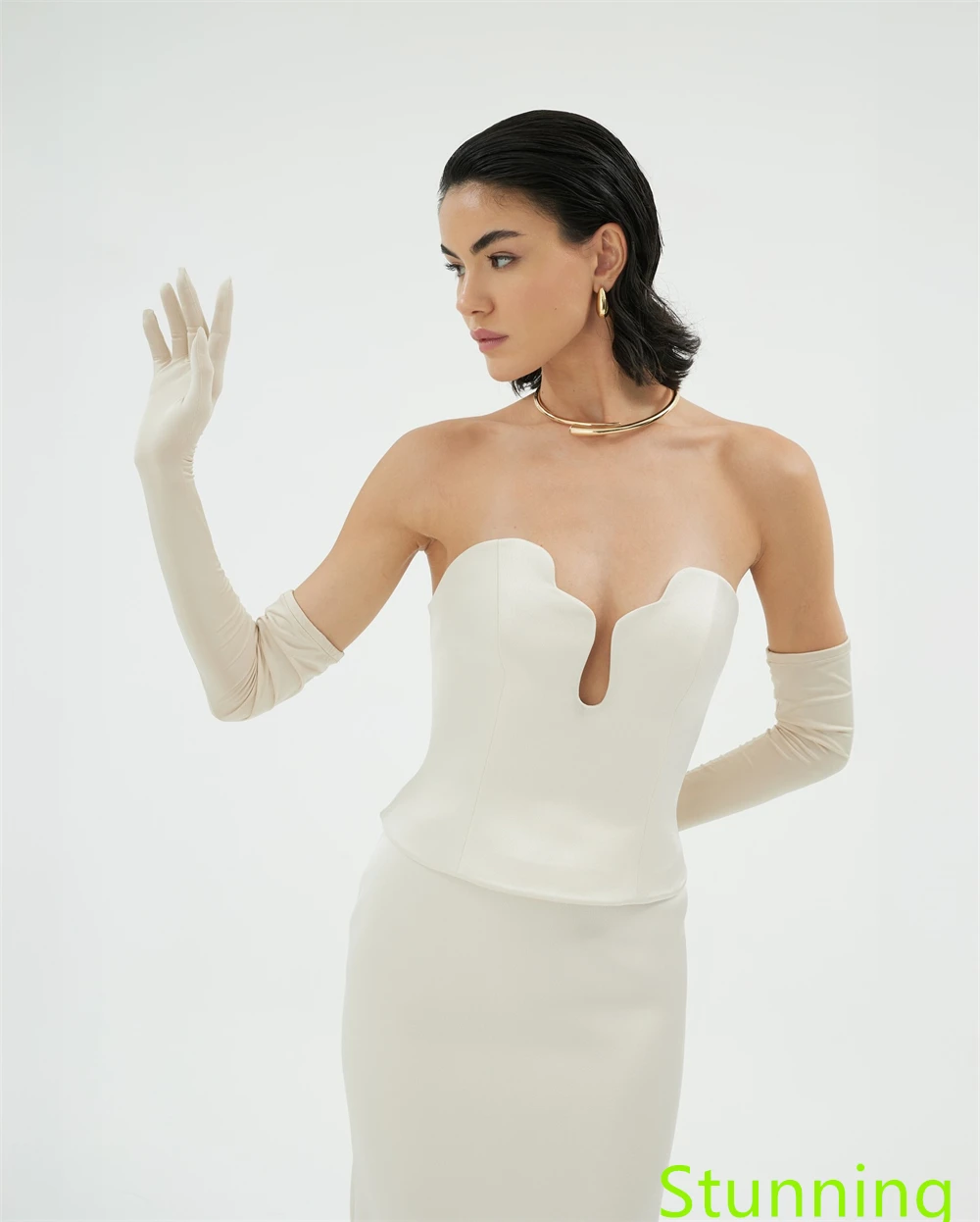 Abito da sera in jersey bianco grazioso personalizzato Abito da homecoming senza maniche senza spalline Abiti per occasioni speciali Cerniera posteriore morbida