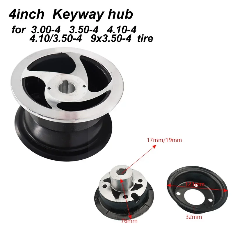 4 Inch 4.10/3.50-4 9x3.50-4 3.00-4 Hub Aluminium Alloy Wheel Rims Keyway Bearing Hub for MiNi Moto,ATV&Go Kart Electric Scooter