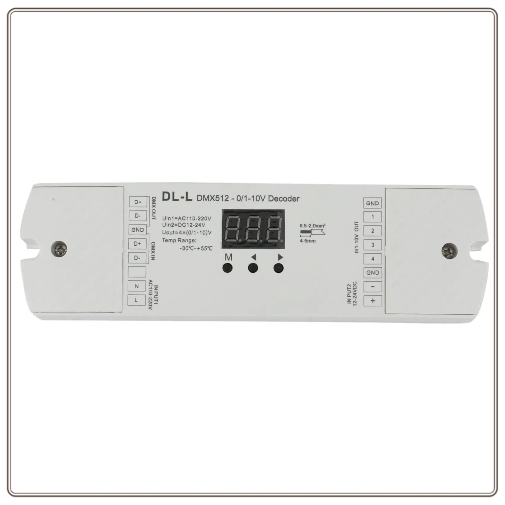 Reliable-4 Channel DMX512 To 1-10V / 0-10V Converter, DC 12V-24V Input, 4CH DMX RDM Numeric Display Signal Transformer DL-L,4 Ch