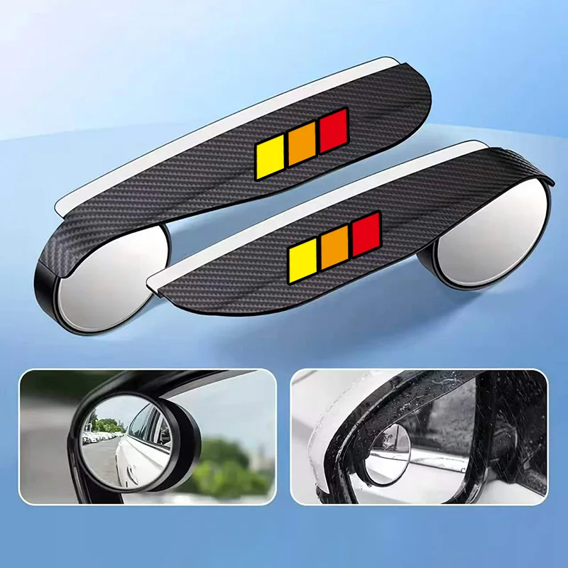 Diagonal Yellow-Orange-Red Car Rearview Mirror Rain Shield Small Round Mirror Integrated Cartoon Reflective Mirror Reversing Mirror Rain Protection Waterproof