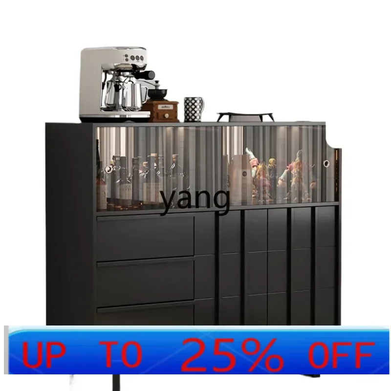 

CX solid wood medieval dining side cabinet large capacity retro glass entrance tea coffee figure display cabinet