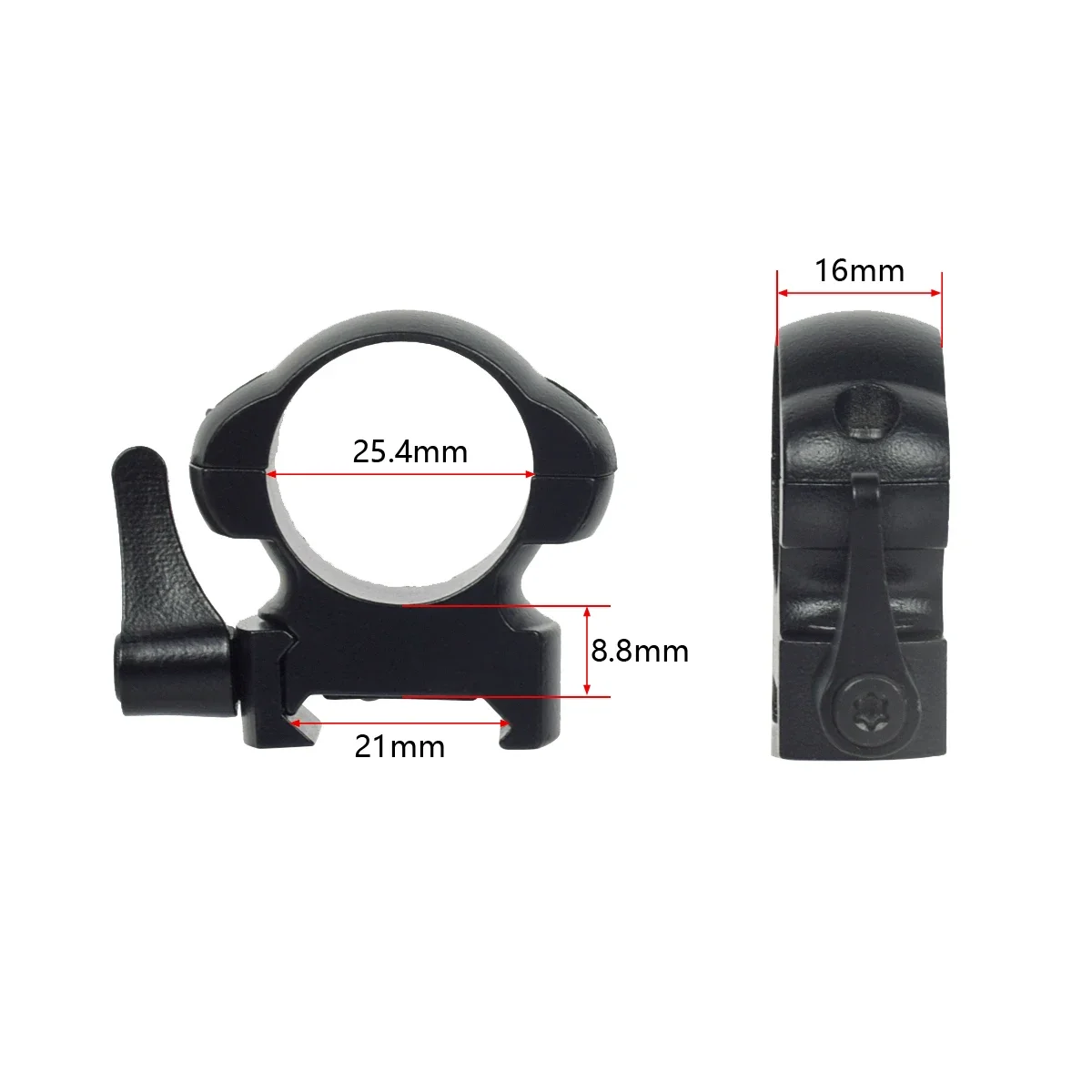 Óptica de aço tático 25.4mm 30mm de diâmetro, anéis de montagem de alcance de desmontagem rápida, perfil baixo, médio e alto, 20mm, montagens de trilho picatinny