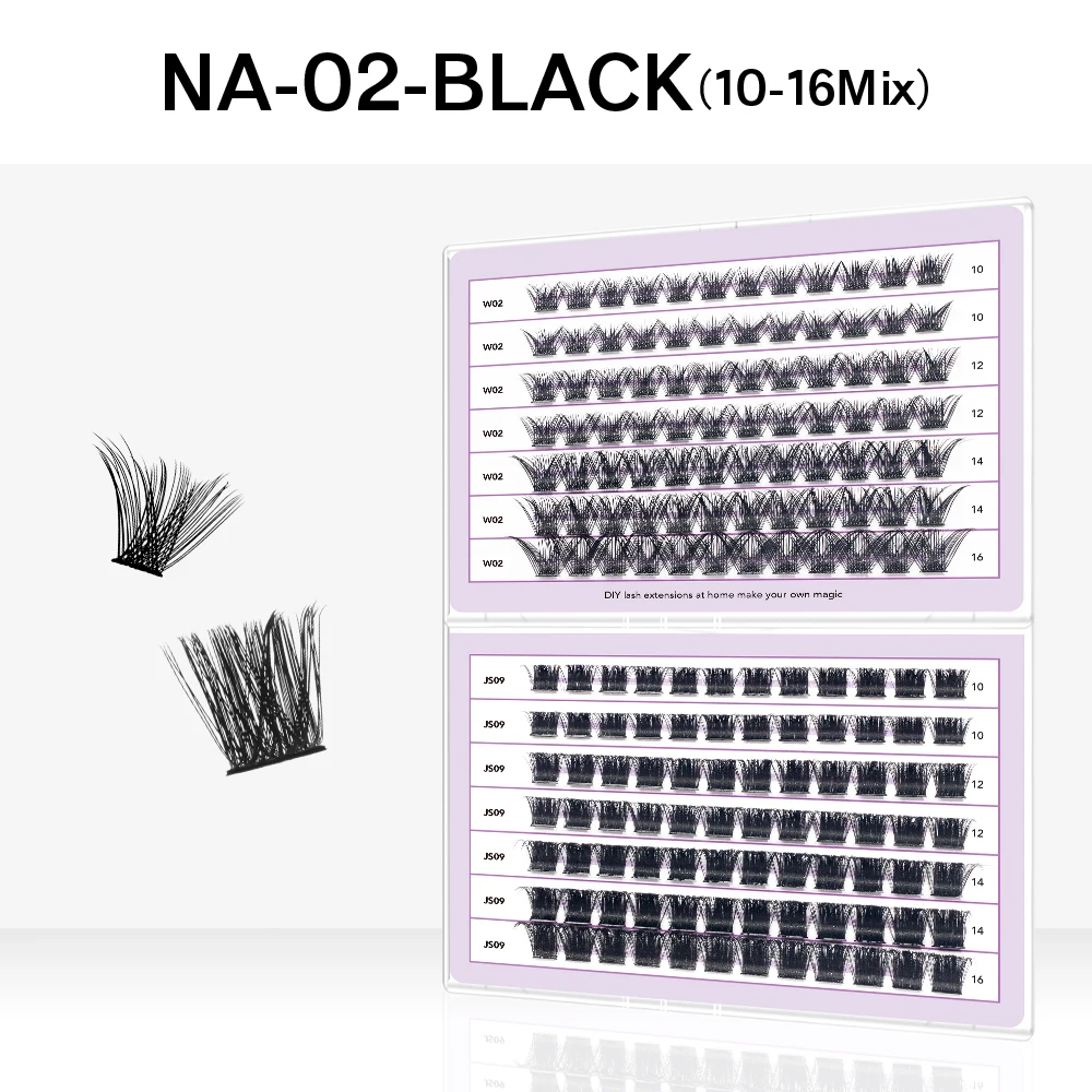 NATUHANA 속눈썹 클러스터 세트 확장 키트 DIY 속눈썹(래쉬 본드 씰 및 래쉬 애플리케이터 포함) 메이크업 도구용 Faux Cils