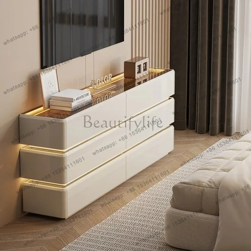 

TV cabinet High light luxury high sense bucket cabinet Ultra-thin storage small narrow cabinet