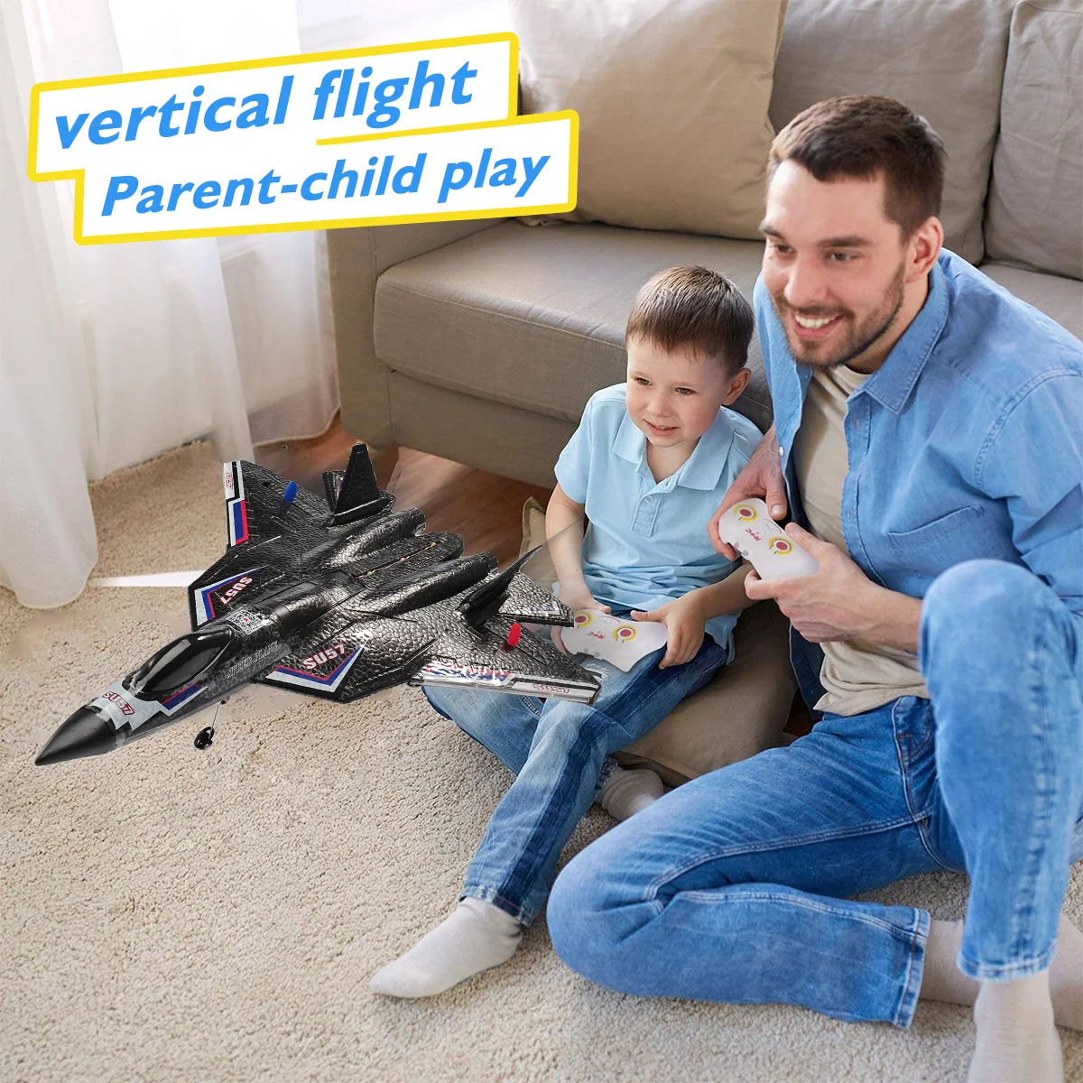 Aereo RC SU57 2.4G aereo radiocomandato con ala fissa leggera che lancia giocattoli modello di aereo in schiuma per bambini