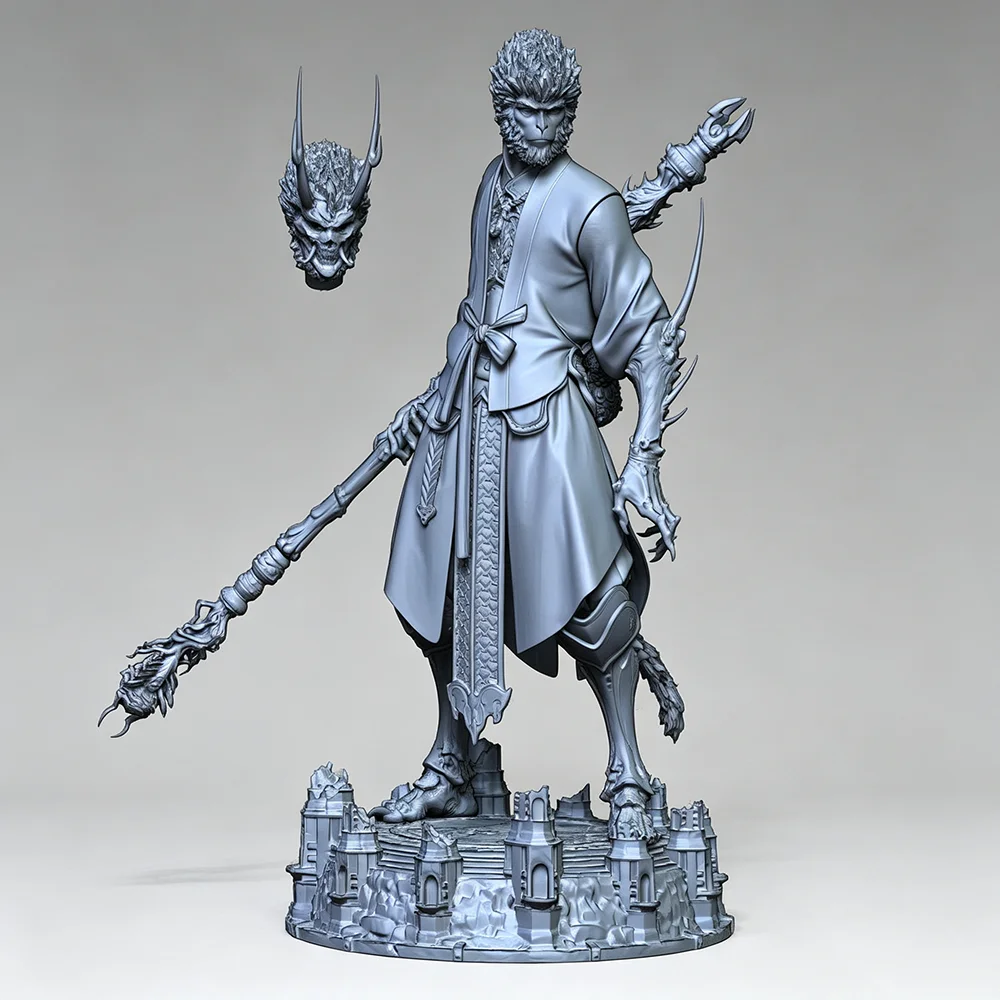 17/21/26cm Sun Wukong Resin Model Blank Sculpture 3D Printed DIY Coloring Self-assembly Figurine Miniature Decoration Craft