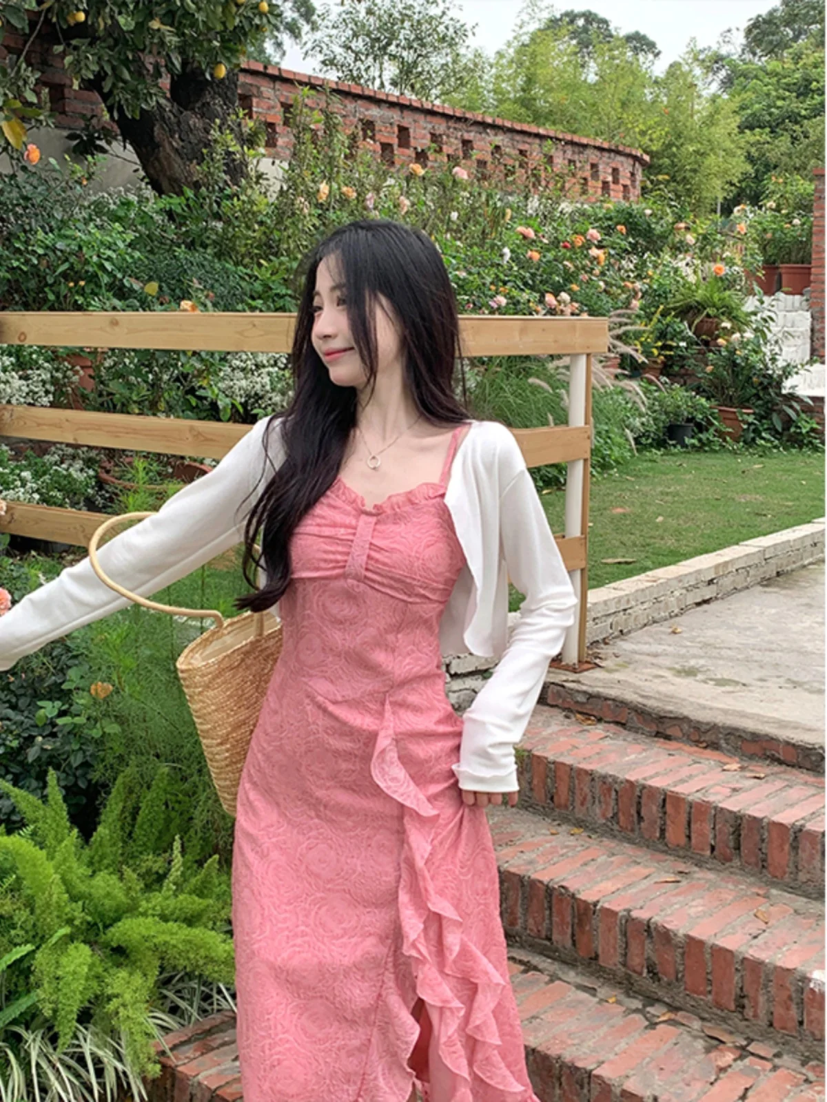 

plus Size Women's Vintage Ruffle Svel Dr Summer New Sle Sun Protection Cardigan Two-Piece Set Korean Sle Slim Fit