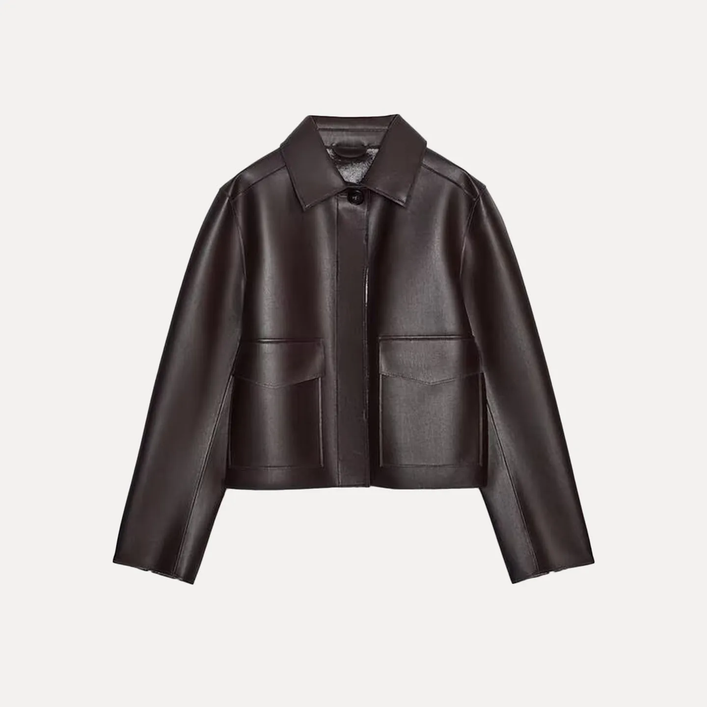 Faionable ort Leather Jaet المرأة Sle خريف 2025 حامل غير رسمي صالح طويل Sve زر إغلاق ملابس خارجية للسيدات