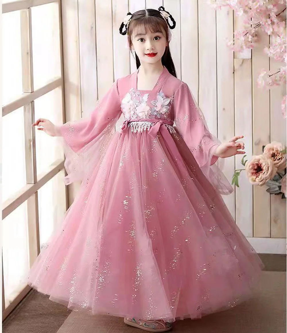 Children Hanfu Costume Girl Hanfu Tang Dynasty Chinese Style Princess Fairy Dress Kids Clothing Show Elegant Costumes