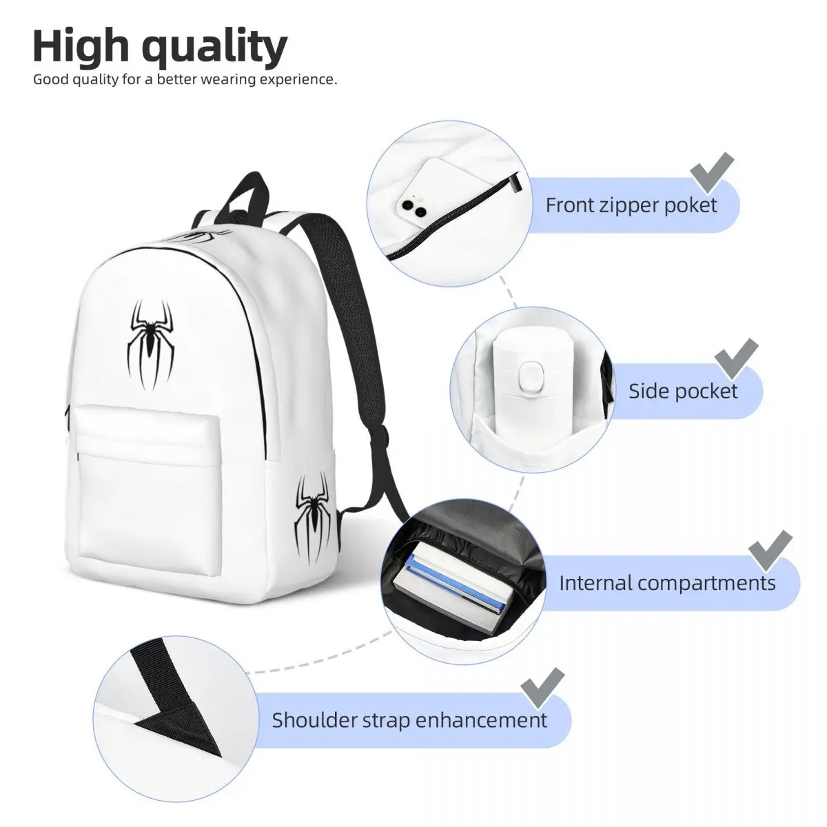 Spider Man Black Spider Backpack for Boy Girl Kids Student School Book Bags Daypack Preschool Kindergarten Bag Durable