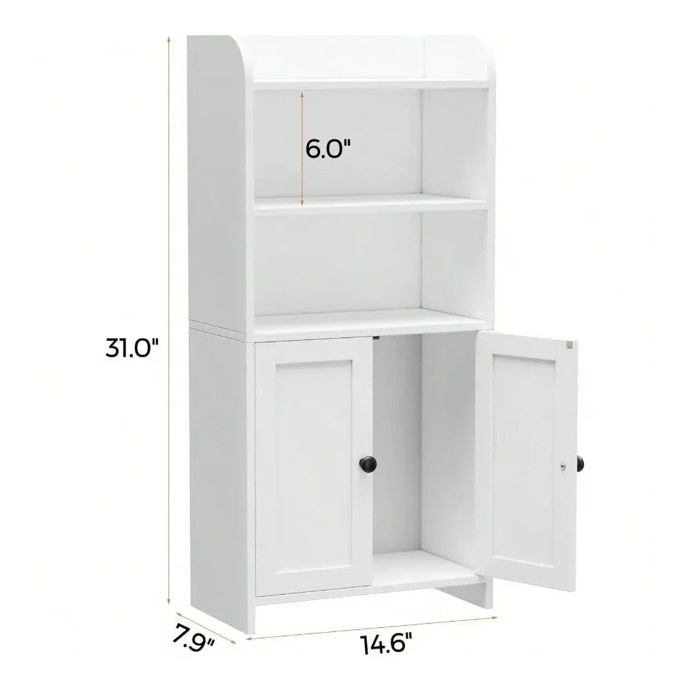 

Bathroom Storage Cabinet, Freestanding Toilet Paper Storage With 2 Doors And Shelves, Bathroom Organizers And Storage Small Spa