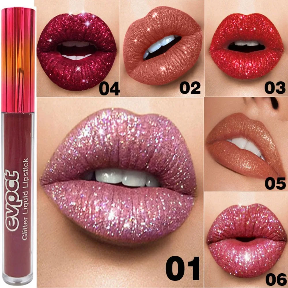 Copa antiadherente de brillo de labios de diamante, tinte de labios Sexy a prueba de agua, maquillaje de labios de barro, lápiz labial cosmético para mujeres