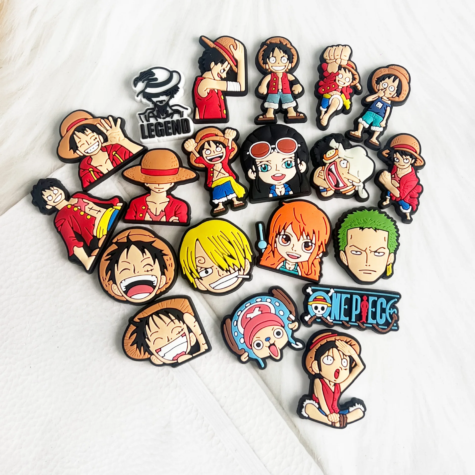 MINISO 19pcs/set New One Piece Luffy for Cartoon Shoe Charms Accessories DIY Shoe Decoration Buckle for Classic Clog Gifts image 3