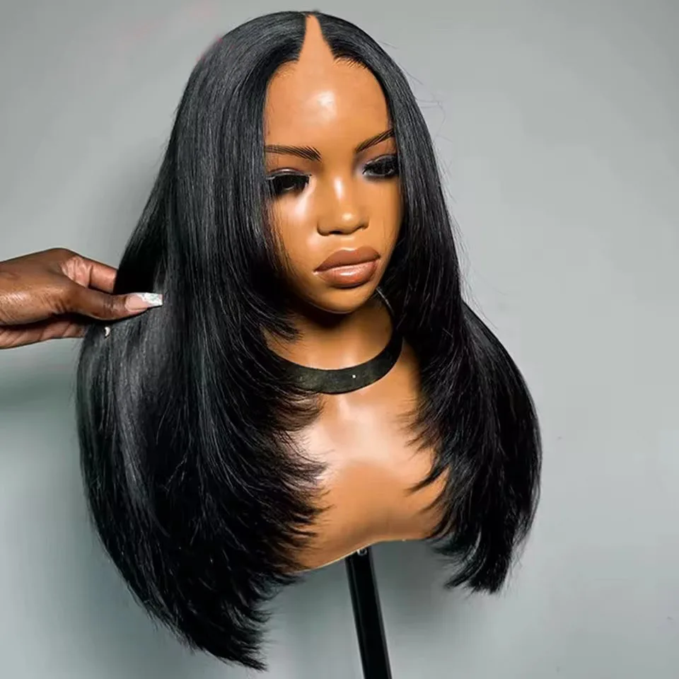 

Костяные шелковистые прямые дешевые индийские парики Remy U-образной части из 100% человеческих волос для чернокожих женщин темно-коричневые # 2-х парик с U-образной частью, простой в установке