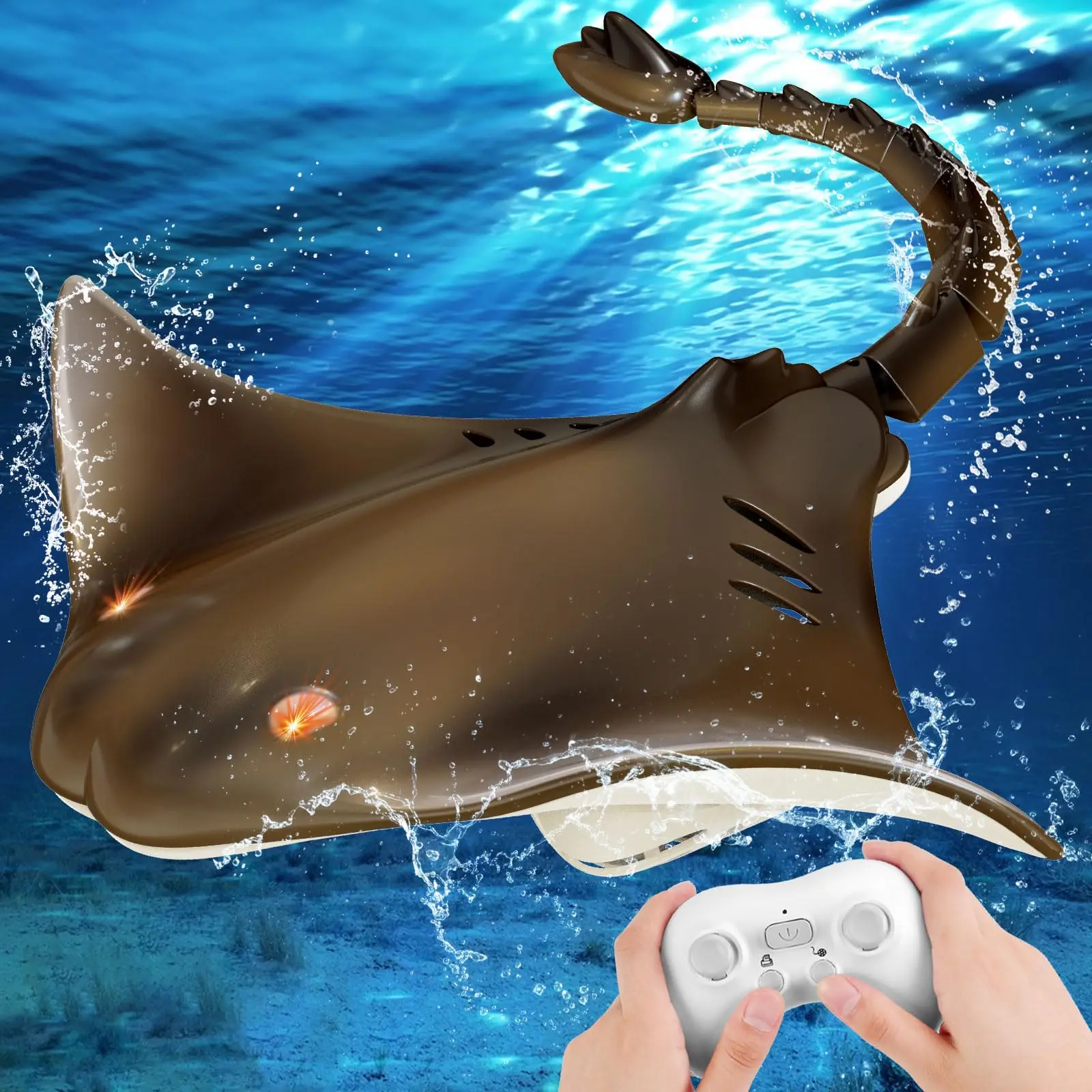 RC Shark Boat Remote Control Boat 2.4G Waterproof Stingray Toy Rechargeable Water Toy Pool Swimming Animal Boat for Kids Boys