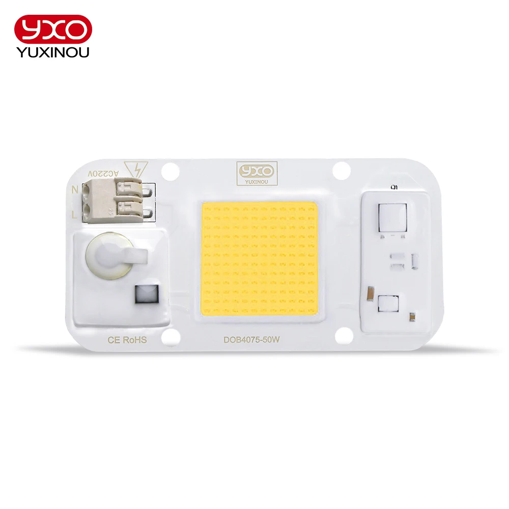 Lâmpada de led com chip cob, lâmpada de led 20w 30w 50w com entrada de 230v ip65 inteligente ic compatível com projeto diy led refletor de rua luz