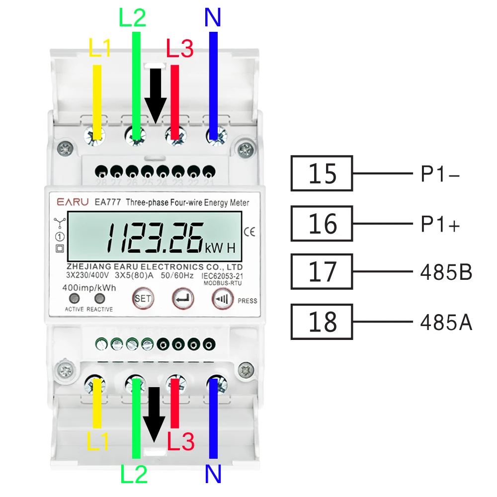 EARU Dreiphasiger Digitaler Bidirektionaler Stromverbrauchsmesser kWh Elektrizitätsenergie-Monitor mit RS485 LCD-Hintergrundbeleuchtung – Detail 16