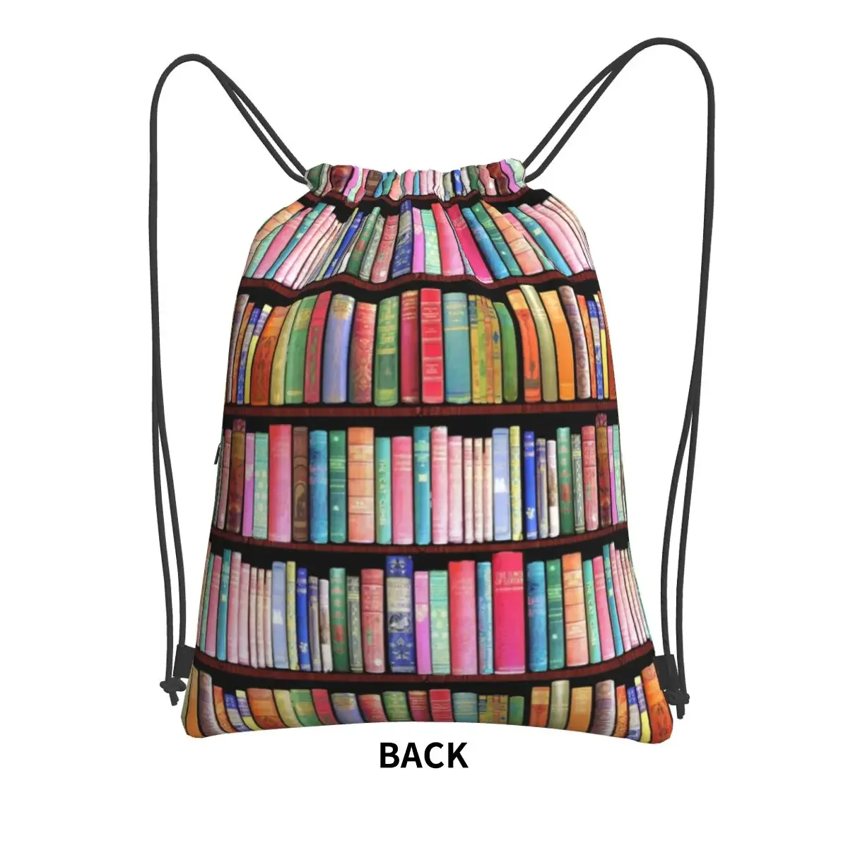 Bookworm Antique Book Library, Vintage Book Shelf Portable Backpacks Drawstring Bag Storage Bags For Travel Sport Man Woman