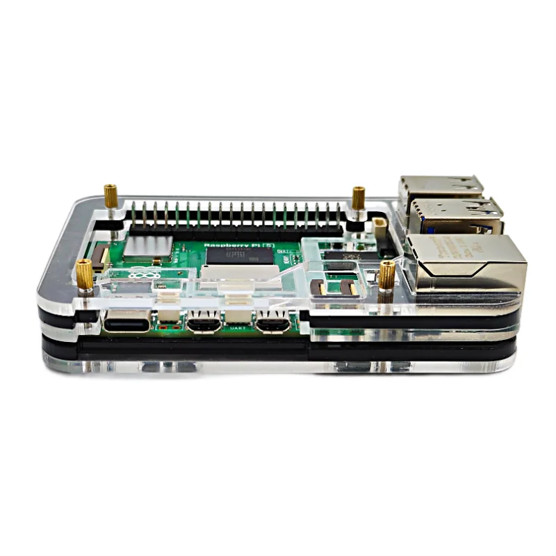 Raspberry Pi 5 Shell 5-Layer Acrylic Protective Shell Supports the Installation of Official Fans and Extensions