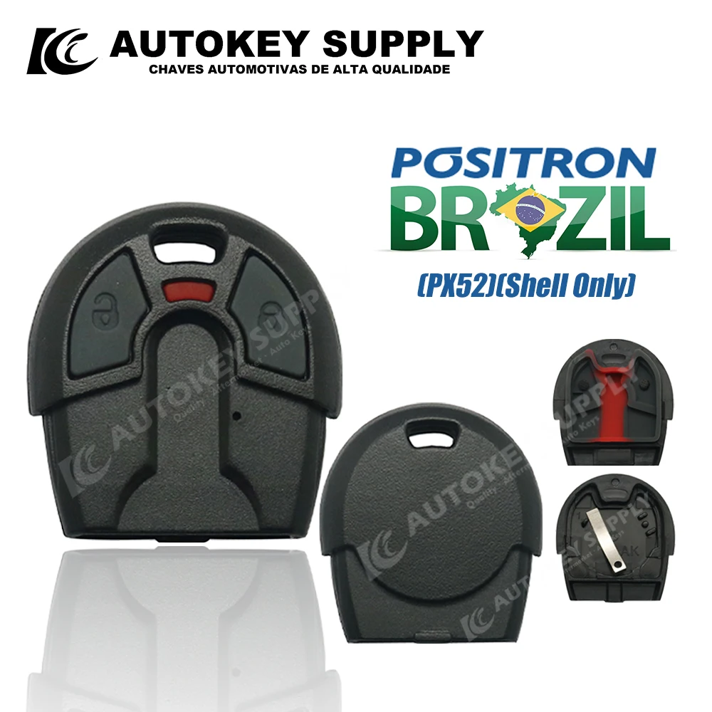 AutokeySupply AKBPS117 / AKBPS118 Brazilië Positron Flex (PX52) 2-knoppen behuizing rood met grip voor Fiat