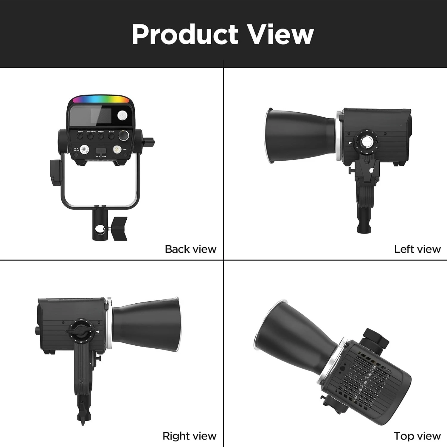 مصباح فيديو LED Storm 80c RGB - تركيبات مصدر نقطة الألوان الكاملة 80 وات، 20,185 Lux @1m، 1800K-20,000K، خلط الصمام الثنائي المتقدم، جديد #4