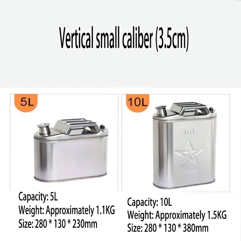 Tanque de combustible de acero inoxidable 201, 5L, 10L, almacenamiento de gasolina, bidón de aceite, lata de Gas, coche, motocicleta, camión, coche, jarras de combustible con tubo de aceite