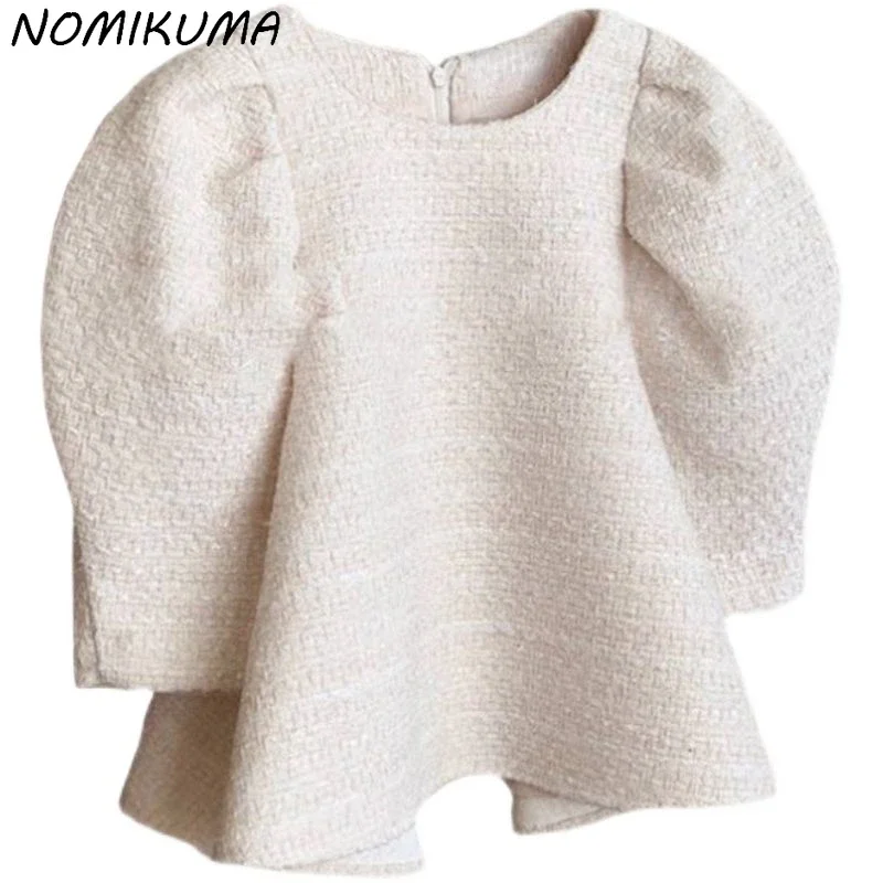 Nomikuma Womens Tops Chic Sweet Puff Sleeve Doll Shirt Causal Solid Korean Blouses Summer 2023 New Blusas Camisas De Mujer