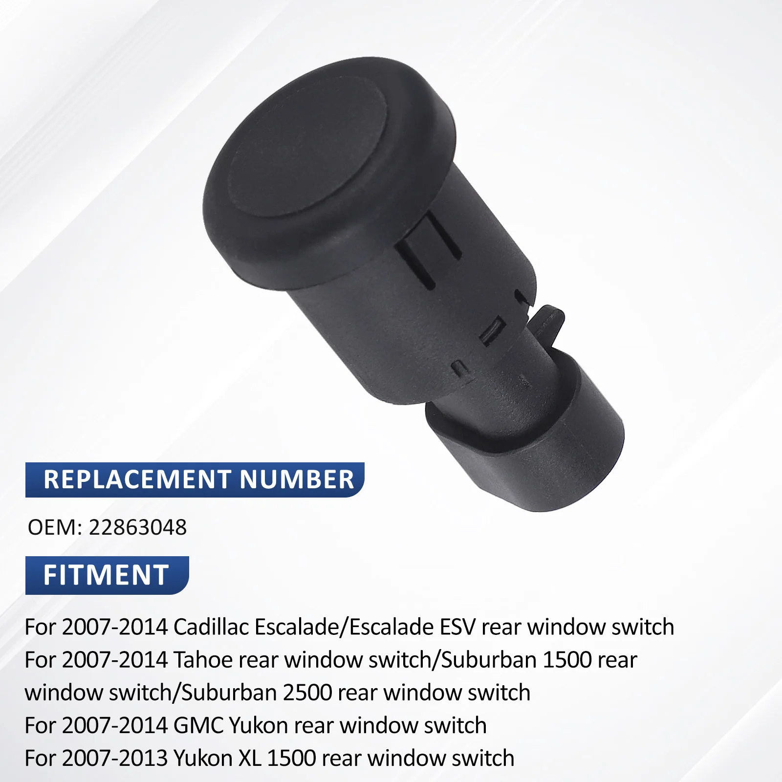 22863048 مفتاح تحرير زجاج النافذة للباب الخلفي 12 فولت 5A IP68 مقاوم للماء أسود لسيارة تشيفي تاهو جي إم سي يوكون كاديلاك إسكاليد 2007-2014 #4