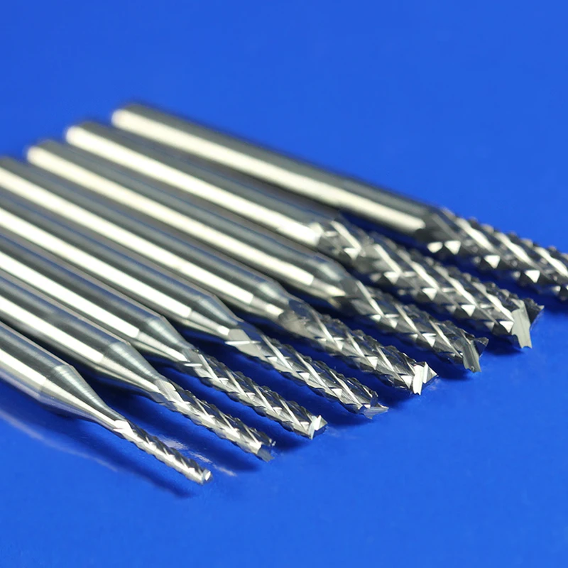 1 Box of 10 Pcs 3.175mm Shank Corn Milling Cutter Tungsten Steel PCB Milling Cutter Point Diam 0.6-3.175mm Woodworking Tools Kit