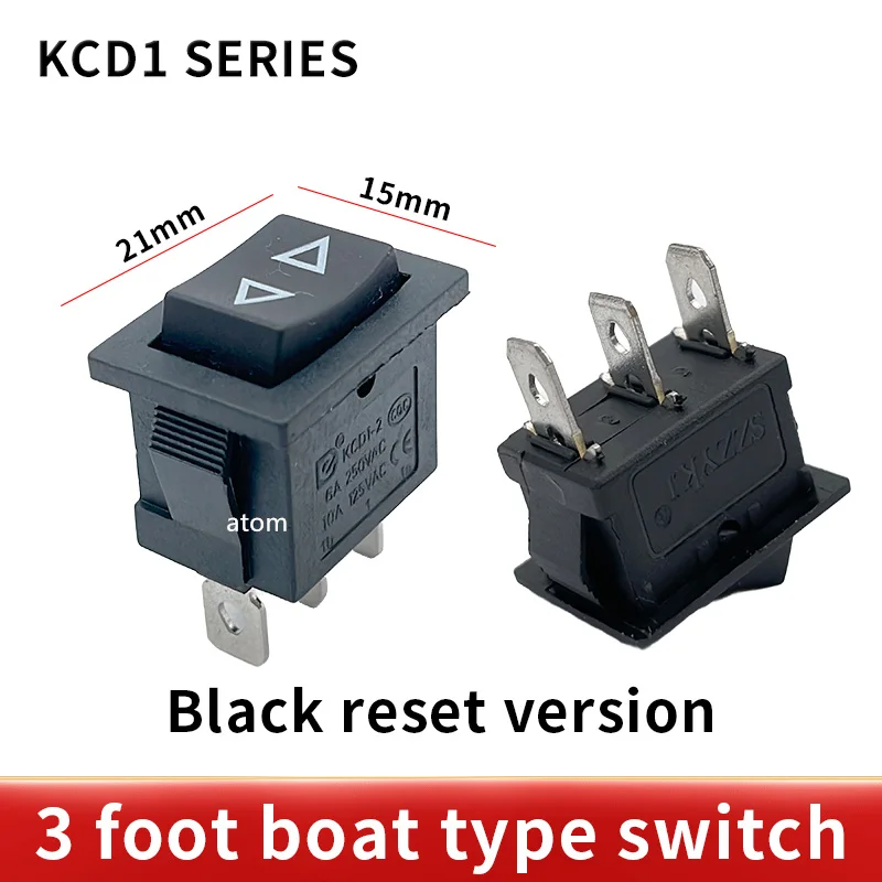 KCD1 Button On-Off 3Pin 2pin DPST Boat Car Rocker Switch 6A/10A 250V/125VAC Button switch protective sleeve
