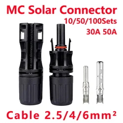 10/50/100 Sets Solar Connector Solar Plug Connectors for Solar Panels Photovoltaic System 30A 50A 1000VDC 1500VDC