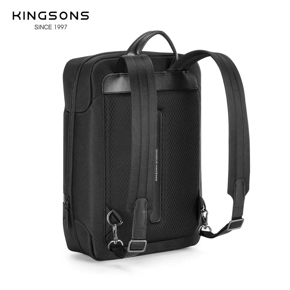 Kingsons Waterproof Wear-resistant Backpack For Men 15.6 inch Laptop Business Travel Backpack W Usb Charging Port