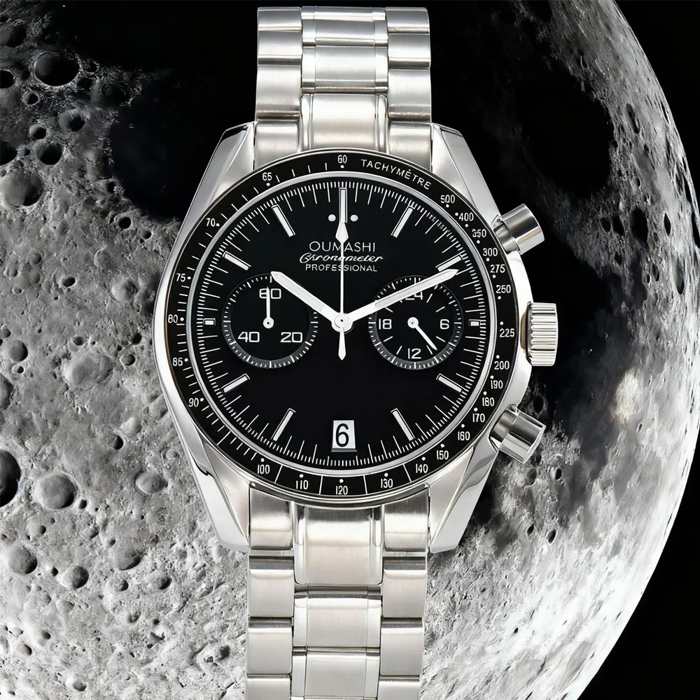 Orologio da uomo da 41 mm con cronografo con movimento VK64, vetro zaffiro e cinturino in acciaio inossidabile, orologio personalizzato da uomo d'affari di lusso