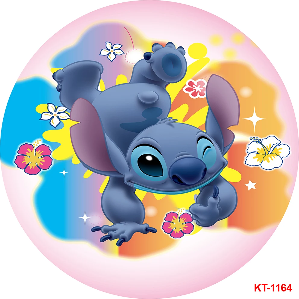 Lilo & Stitch Theme Round Backdrop Cover for Girls Baby Shower Birthday Party Decoration Circle Backgrounds Photo Studio