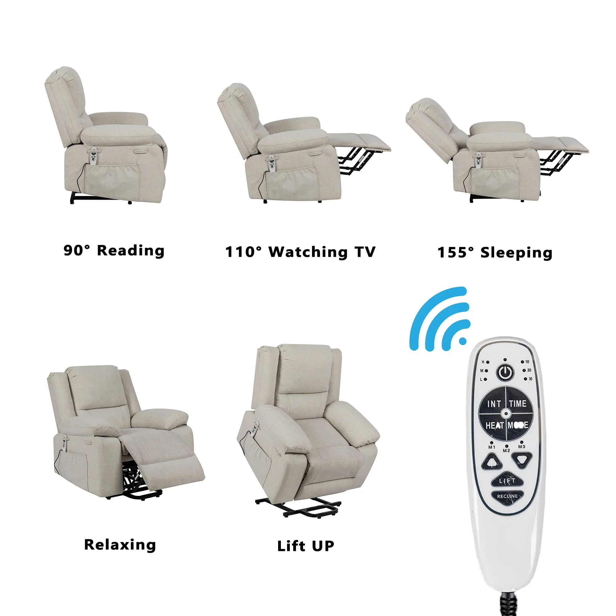 Frank Furniture modern single fabric sofa electric power lift recliner sofa chair with massage function