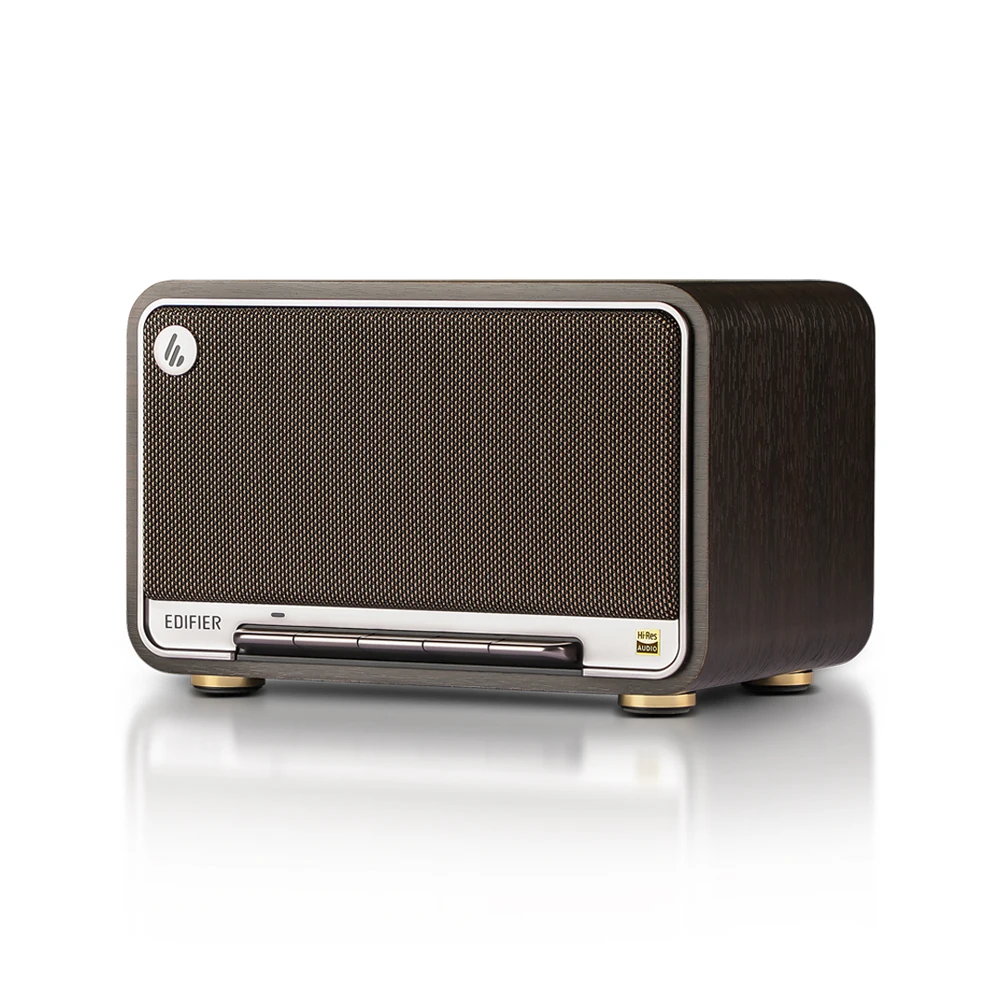 EDIFIER D32 Retro Draadloze Tafeltop Speaker 60W Hi Res LDAC AirPlay2 Bluetooth 5.3 Dual Band WiFi 24Bit 96KHz 4 Inch Mid-Low Unit Dubbele 1 Inch Tweeters 11Uur Speeltijd USB C AUX Ingang ConneX App