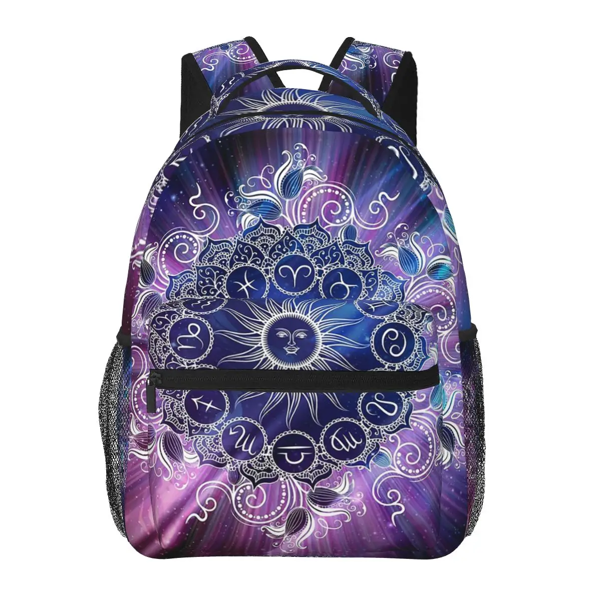 Zodiac Wheel Space Purple Backpacks Boys Girls Bookbag Students School Bags Cartoon Travel Rucksack Shoulder Bag Large Capacity